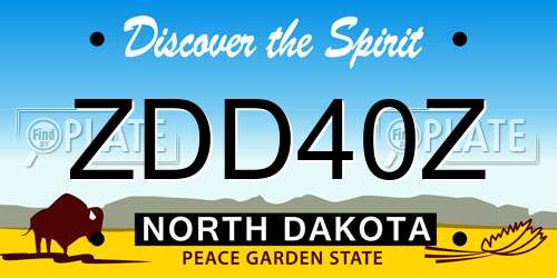 ZDD40Z North Dakota License Plate