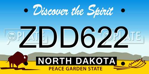 ZDD622 North Dakota License Plate