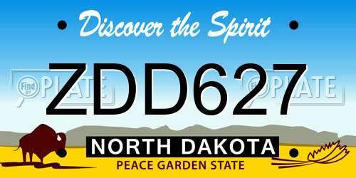 ZDD627 North Dakota License Plate
