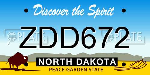 ZDD672 North Dakota License Plate