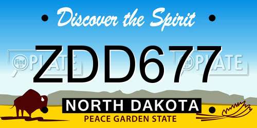 ZDD677 North Dakota License Plate