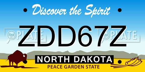 ZDD67Z North Dakota License Plate