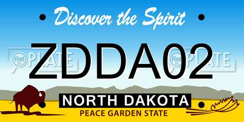 ZDDA02 North Dakota License Plate