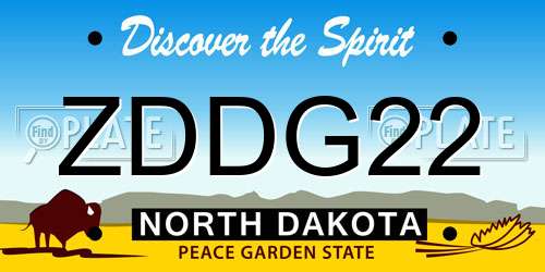 ZDDG22 North Dakota License Plate