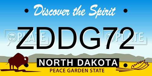 ZDDG72 North Dakota License Plate