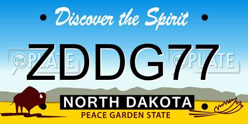ZDDG77 North Dakota License Plate