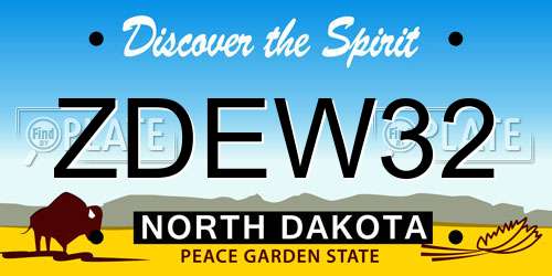 ZDEW32 North Dakota License Plate