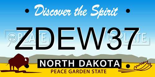 ZDEW37 North Dakota License Plate