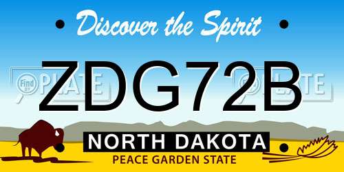 ZDG72B North Dakota License Plate