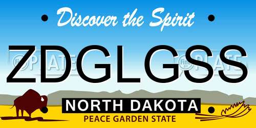 ZDGLGSS North Dakota License Plate