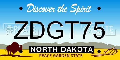 ZDGT75 North Dakota License Plate