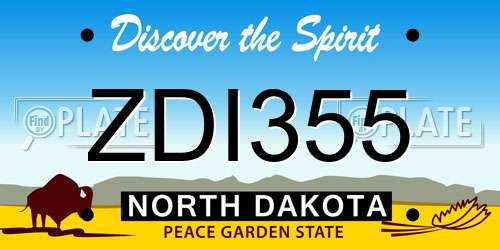 ZDI355 North Dakota License Plate