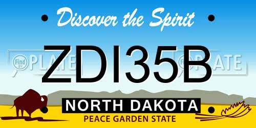 ZDI35B North Dakota License Plate