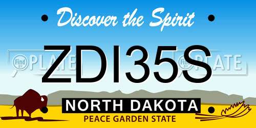 ZDI35S North Dakota License Plate