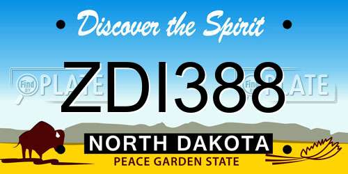 ZDI388 North Dakota License Plate