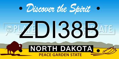 ZDI38B North Dakota License Plate