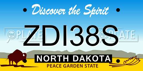 ZDI38S North Dakota License Plate