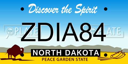 ZDIA84 North Dakota License Plate