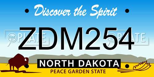 ZDM254 North Dakota License Plate