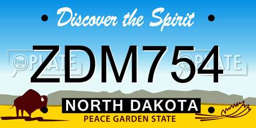 ZDM754 North Dakota License Plate