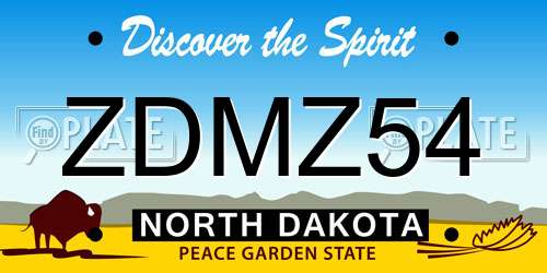 ZDMZ54 North Dakota License Plate