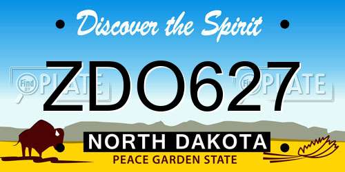 ZDO627 North Dakota License Plate