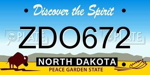 ZDO672 North Dakota License Plate