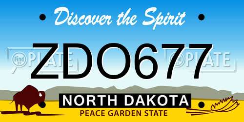 ZDO677 North Dakota License Plate