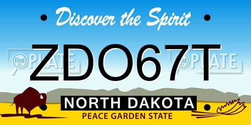 ZDO67T North Dakota License Plate
