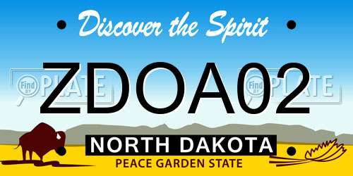 ZDOA02 North Dakota License Plate
