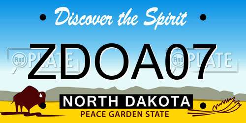 ZDOA07 North Dakota License Plate