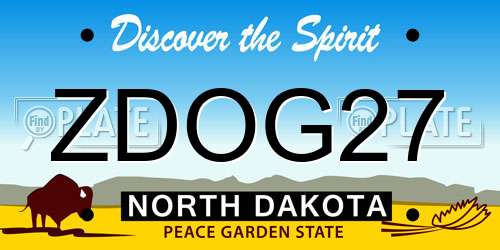 ZDOG27 North Dakota License Plate