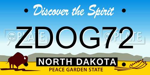 ZDOG72 North Dakota License Plate