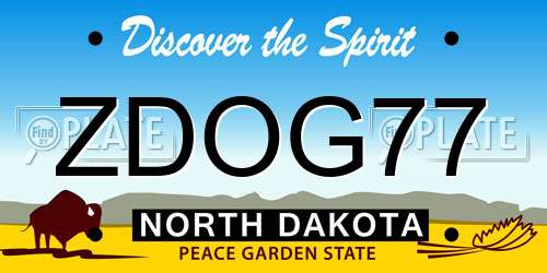 ZDOG77 North Dakota License Plate