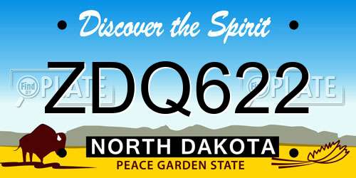ZDQ622 North Dakota License Plate