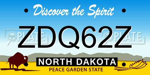 ZDQ62Z North Dakota License Plate