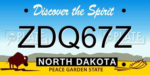 ZDQ67Z North Dakota License Plate