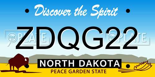 ZDQG22 North Dakota License Plate