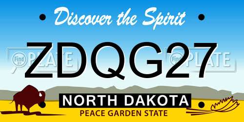 ZDQG27 North Dakota License Plate