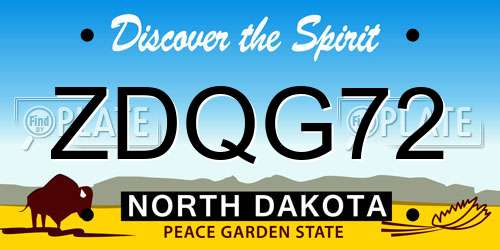 ZDQG72 North Dakota License Plate