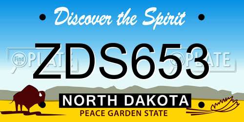 ZDS653 North Dakota License Plate