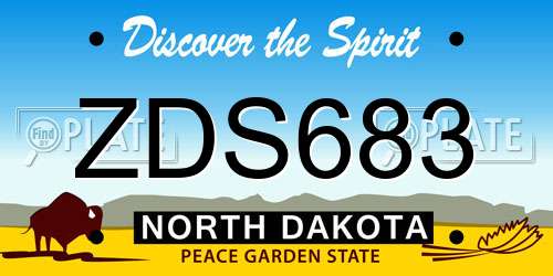 ZDS683 North Dakota License Plate