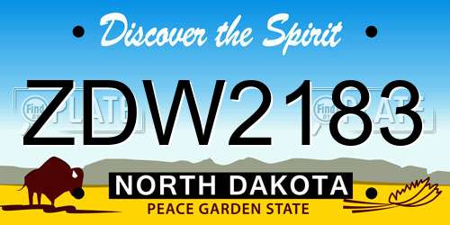 ZDW2183 North Dakota License Plate
