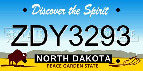 ZDY3293 North Dakota License Plate