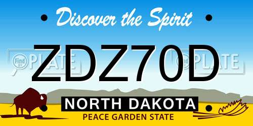 ZDZ70D North Dakota License Plate