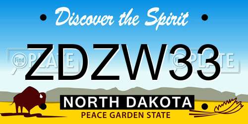 ZDZW33 North Dakota License Plate