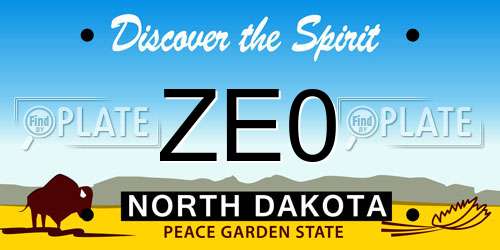 ZE0 North Dakota License Plate