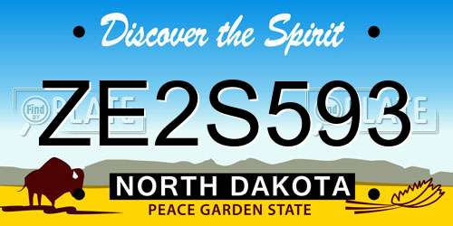 ZE2S593 North Dakota License Plate