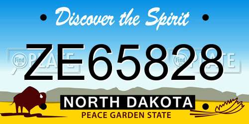 ZE65828 North Dakota License Plate