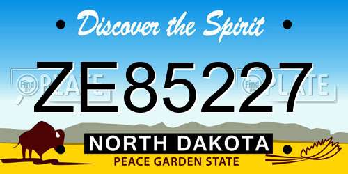 ZE85227 North Dakota License Plate